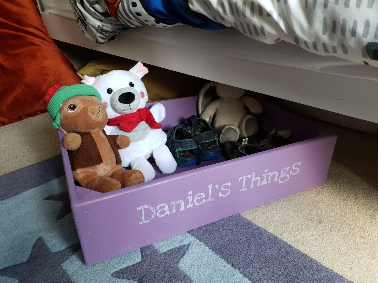 Personalised Wooden Under Bed Storage Crate Devon Crates