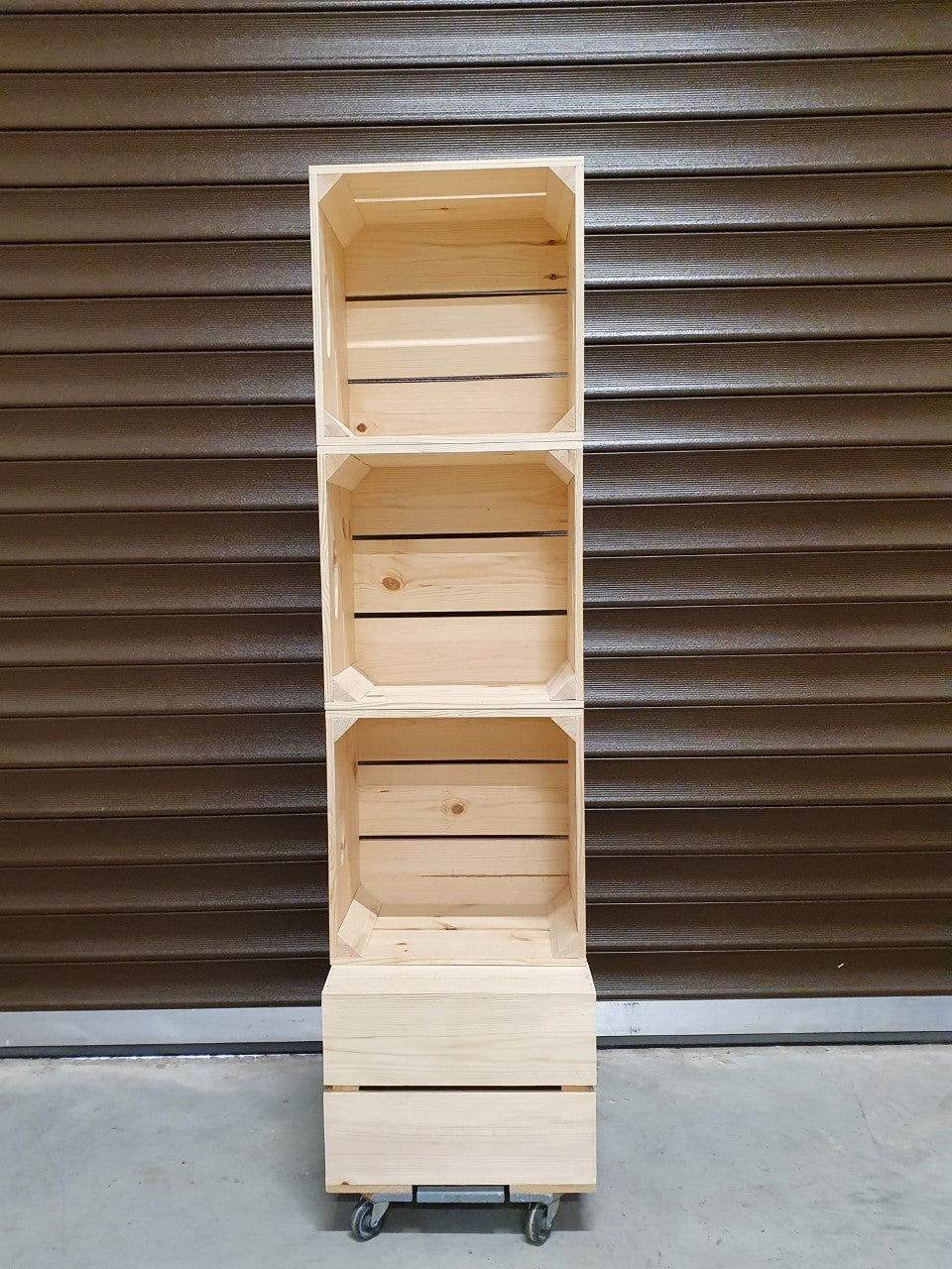 Square Wooden 3 crate shelving unit Devon Crates