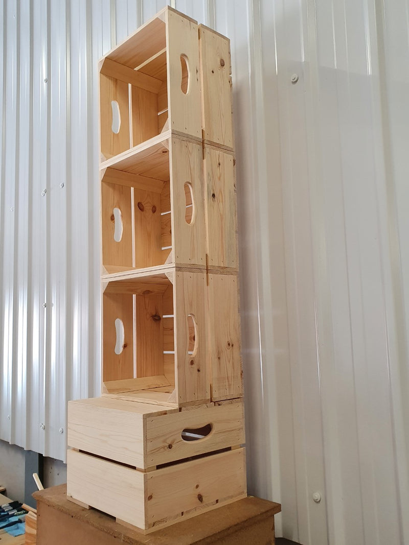 Square Wooden 3 crate shelving unit