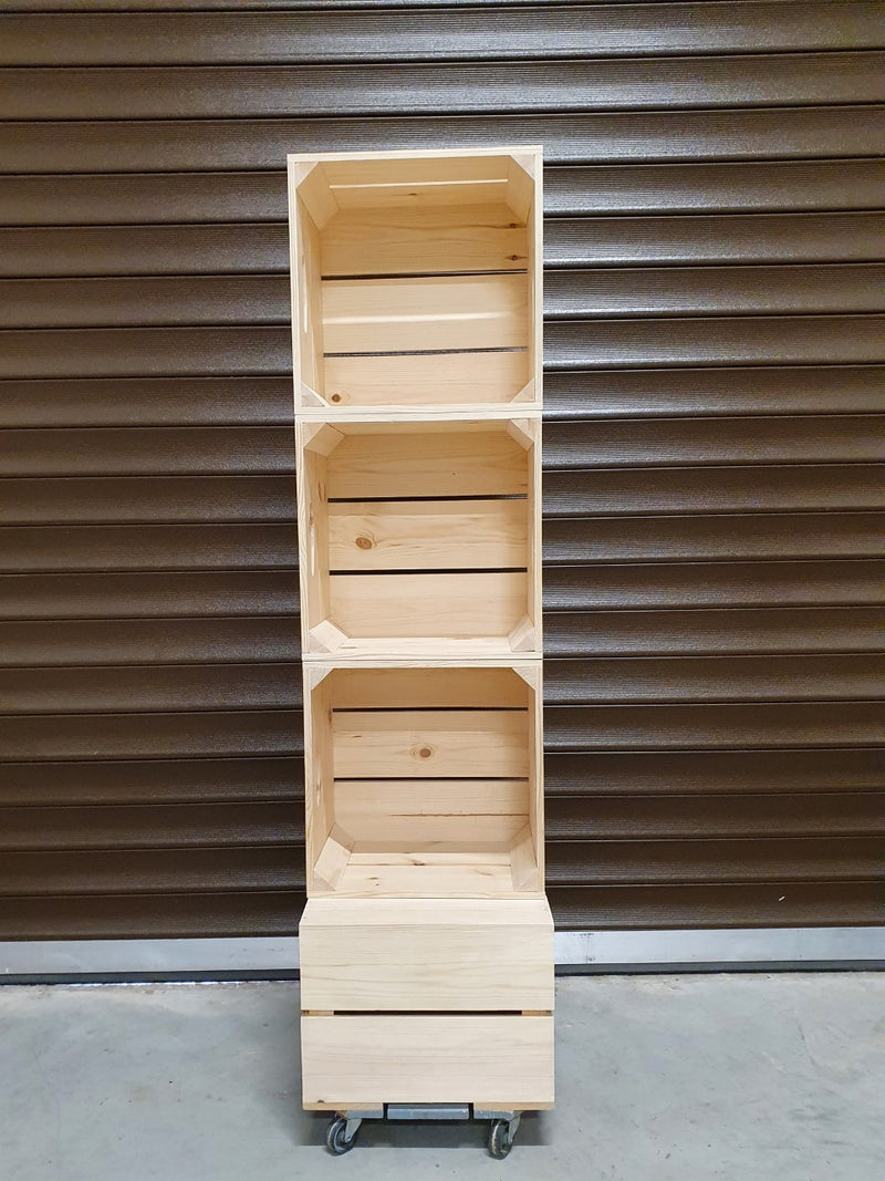 Square Wooden 3 crate shelving unit