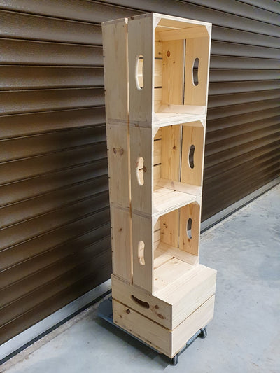 Square Wooden 3 crate shelving unit