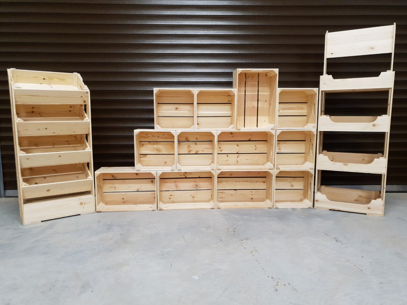 Angled Half Crate Shelving Unit (4 Shelves High)