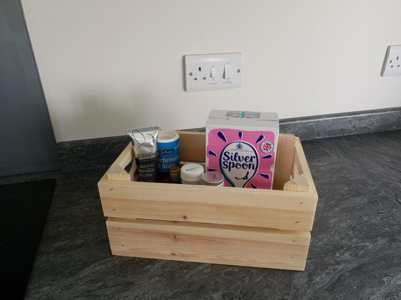 Personalised wooden household Storage Crates