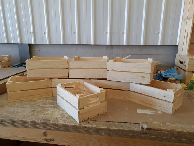 Personalised wooden household Storage Crates