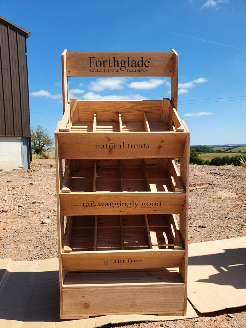 Angled Half Crate Shelving Unit (3 Shelves High with header)